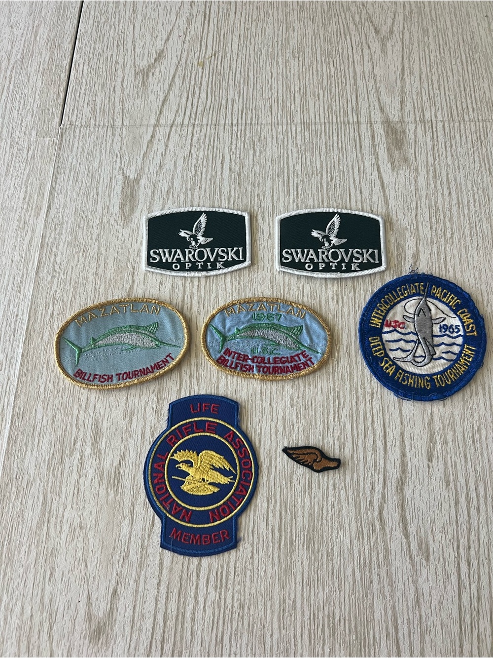 Vintage Set of Patches Swarovski USC Fishing Tournament and NRA